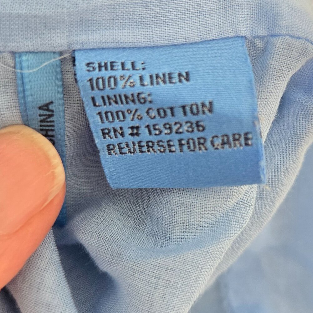 J. McLaughl Lined Linen Dress Women XL Vacation Resort Blue Beach Vacation - Picture 4 of 4